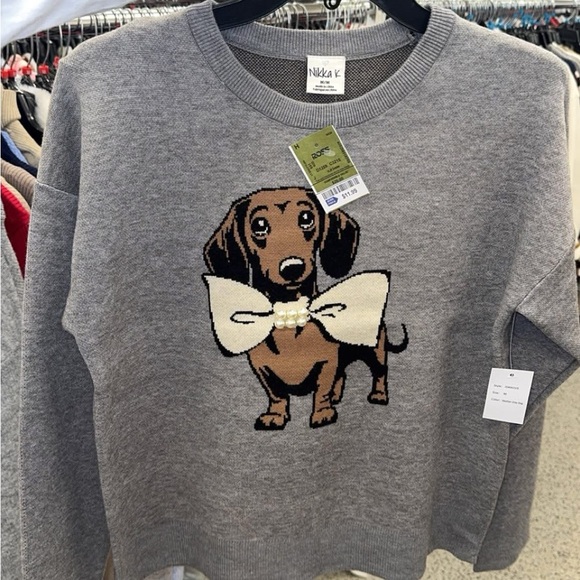 NEW Nikka K Gray Dachshund Sweater GREY LIGHTWEIGHT AND SOFT MEDIUM - Picture 3 of 7